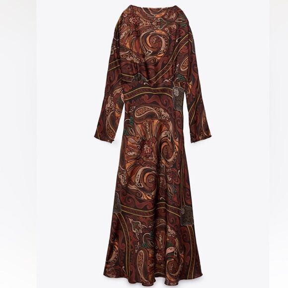 Zara satin printed long sleeve dress - Picture 11 of 14